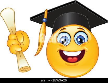 Graduation emoticon Stock Vector