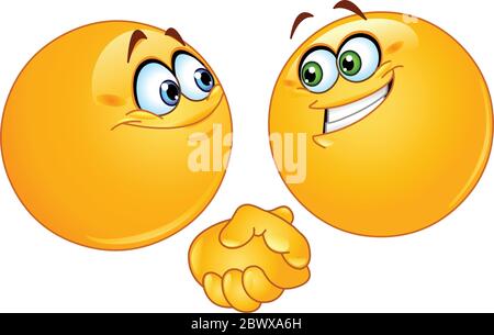 Two emoticons shaking hands Stock Vector