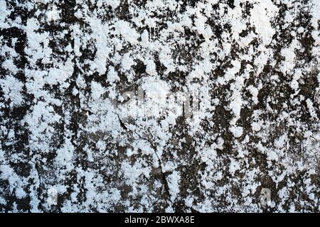 White Stucco Stains on Broken Concrete Wall Texture Background. Stock Photo
