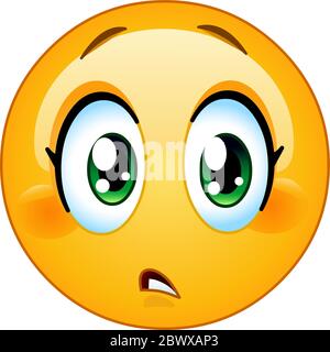 Female emoticon with a slight concern look. Wonder, surprised, worried, troubled expressions. Stock Vector