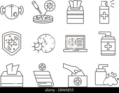 bundle of covid19 set icons Stock Vector
