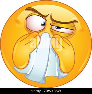 Emoticon wiping his nose Stock Vector