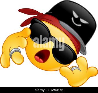 Rapper musician emoticon Stock Vector