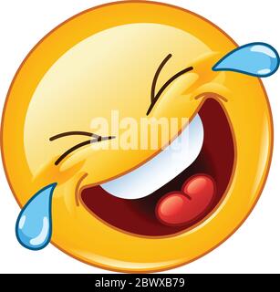 Emoticon rolling on the floor laughing with tears Stock Vector