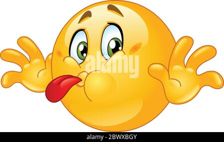 Naughty emoticon sticking out his tongue Stock Vector