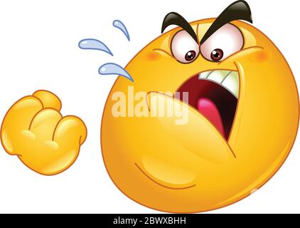 Emoticon threatens with a fist Stock Vector