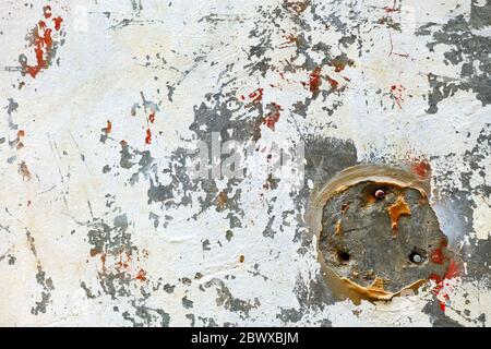 White Scratched Paint on Concrete Wall Background. Stock Photo