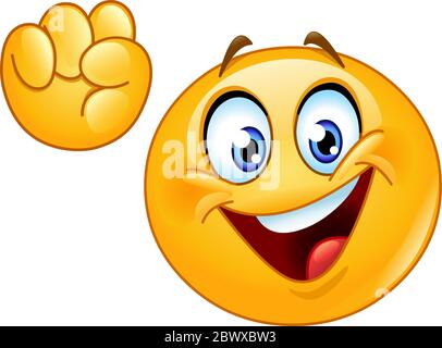 Emoticon making power to the people fist hand up gesture. Stock Vector