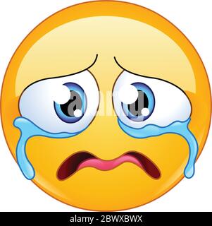 A very upset sad crying emoji emoticon smiley face character with Stock ...