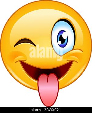 Emoticon with stuck out tongue and winking eye Stock Vector