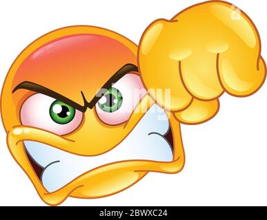 Angry emoji emoticon showing a punch fist gesture Stock Vector