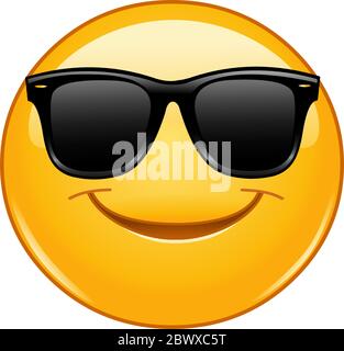Smiling emoticon with sunglasses Stock Vector