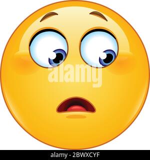 Emoji emoticon with a wonder or surprised expression looking to the side Stock Vector