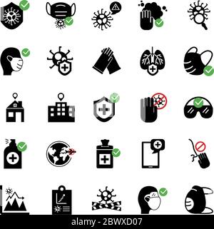 bundle of covid19 set icons Stock Vector