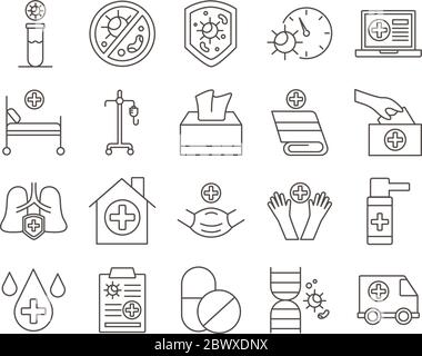bundle of covid19 set icons Stock Vector