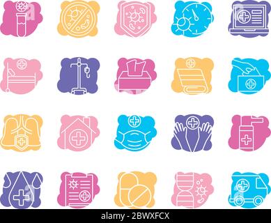 bundle of covid19 set icons Stock Vector