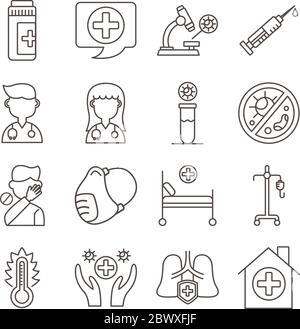 bundle of covid19 set icons Stock Vector