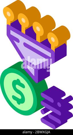 Funnel Financial Information Gathering isometric icon Stock Vector