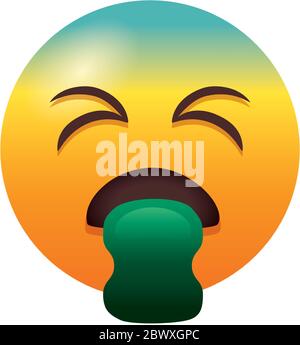 emoji sick throwing up degradient style Stock Vector