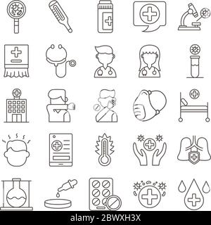 bundle of covid19 set icons Stock Vector