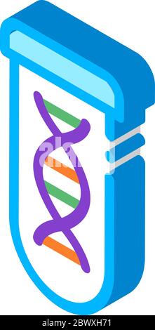 Lab Glass Test Tube With Biomaterial isometric icon Stock Vector