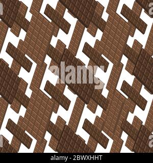 Milk Brown Chocolate Bar Seamless Pattern. Sweet Food. 3d Illustration Stock Vector