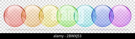 Collection of rainbow colored transparent round bubbles Stock Vector