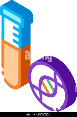 Glass Vial With Liquid Biomaterial isometric icon Stock Vector
