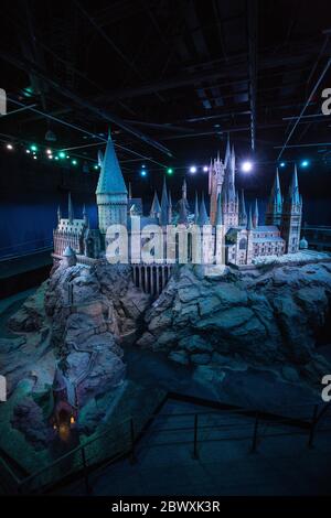 Interior scenes of Hogwarts castle Model room Harry Potter World Warner Bros Studio Tour Leavesden WatfordHarry Potter, studio tour, backstage, object Stock Photo