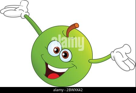 Cute cartoon apple raising his hands Stock Vector