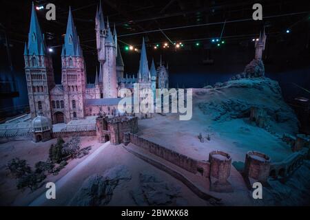 Interior scenes of Hogwarts castle Model room Harry Potter World Warner Bros Studio Tour Leavesden WatfordHarry Potter, studio tour, backstage, object Stock Photo