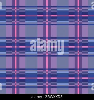 Violet and pink contrast tartan Scottish seamless pattern, texture for tartan, plaid, tablecloths, clothes, bedding, blankets and other textile Stock Vector