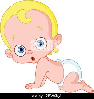 Cute baby crawling Stock Vector