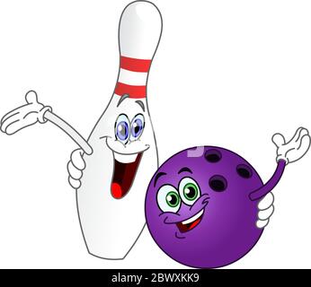 Cartoon bowling ball and pin Stock Vector