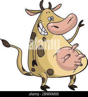 Funny cartoon cow waving hello Stock Vector