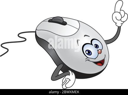 Cartoon computer mouse pointing with his finger Stock Vector