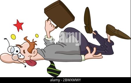 Businessman slipping and collapsed on the ground Stock Vector