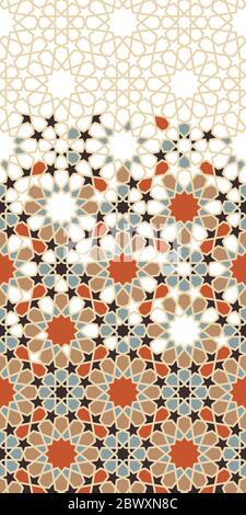 Moroccan star, flower seamless vector pattern. Geometric halftone pattern with color morocco arabesque disintegration Stock Vector