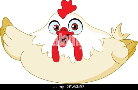 Cartoon chicken presenting with her wing Stock Vector