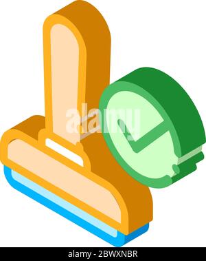 Hand Print Seal Approved Mark Element isometric icon Stock Vector