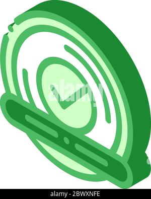 Approved Button With Text Element isometric icon Stock Vector