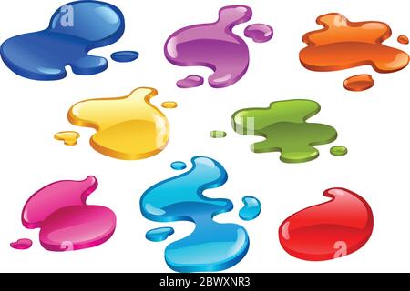 Collection of color paint splashes Stock Vector