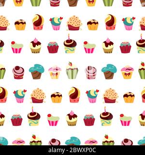 Colorful cupcakes seamless pattern Stock Vector
