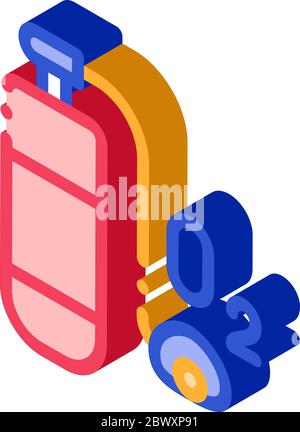 Oxygen Cylinder Alpinism Equipment isometric icon Stock Vector