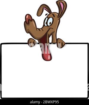Dog with a blank sign Stock Vector