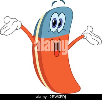 Cartoon eraser raising his hands Stock Vector