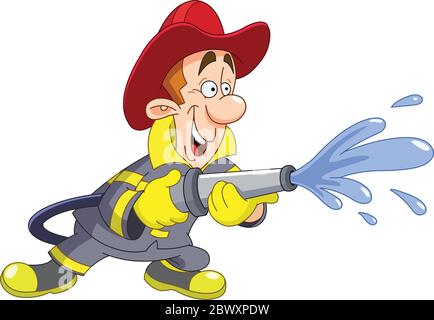 Fireman holding a fire hose Stock Vector