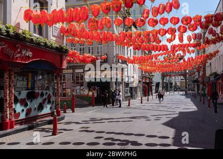 Wardour Street and Gerrard Street, Chinatown, Soho, London - Empty During Covid-19 Lockdown Stock Photo