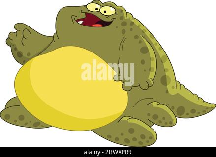 Fat monster waving hello Stock Vector