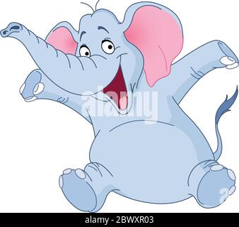 Cheerful elephant raising his hands Stock Vector